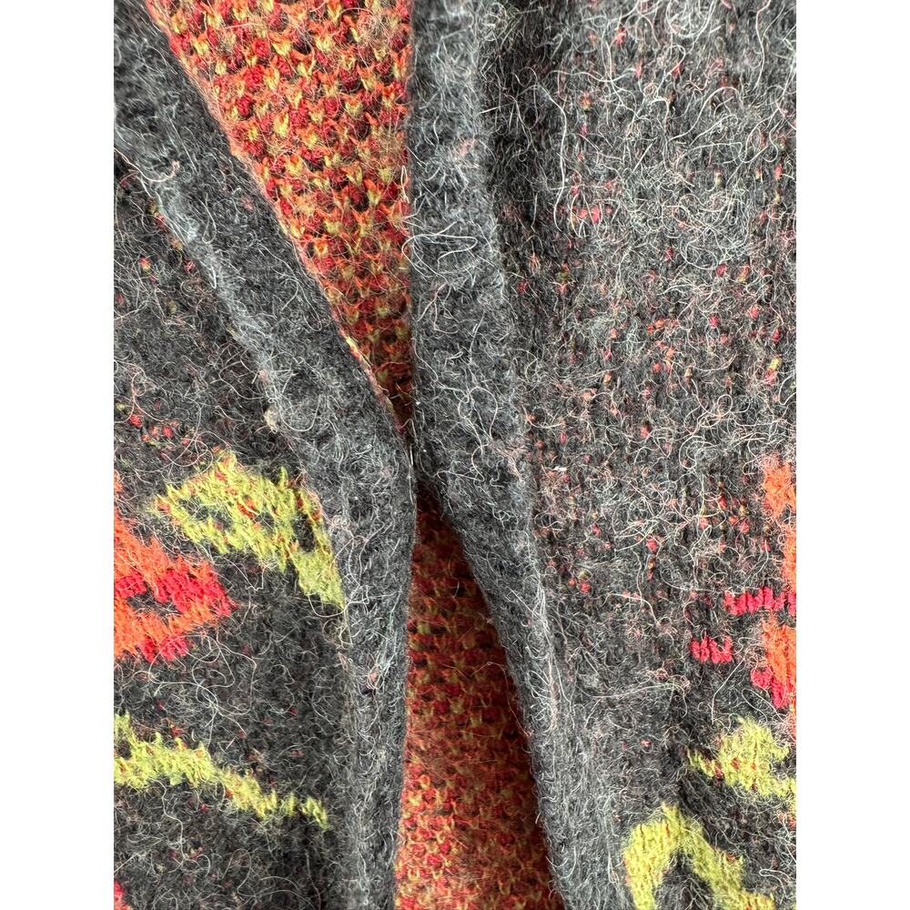 Free People Floral Knit Cardigan Sweater Womens Small Black Red Wool Blend - Picture 7 of 12